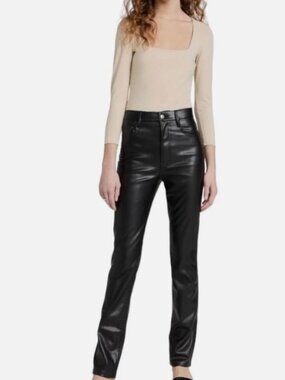 7 For All Mankind Women's Faux Leather Skinny Boot Pants – Black (NWT)  Sz 31